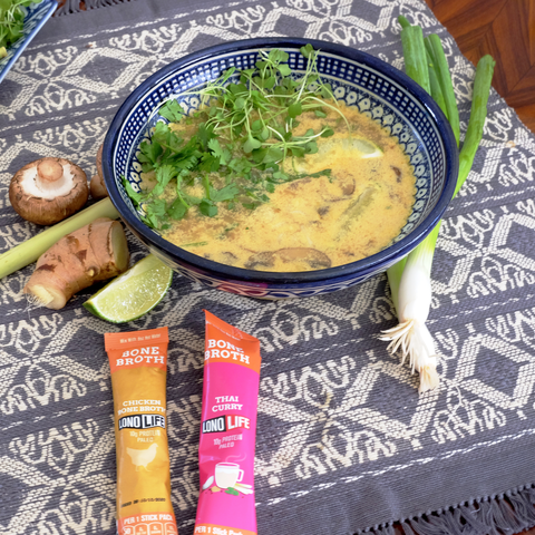 Thai Bone Broth Soup with Coconut and Lemongrass
