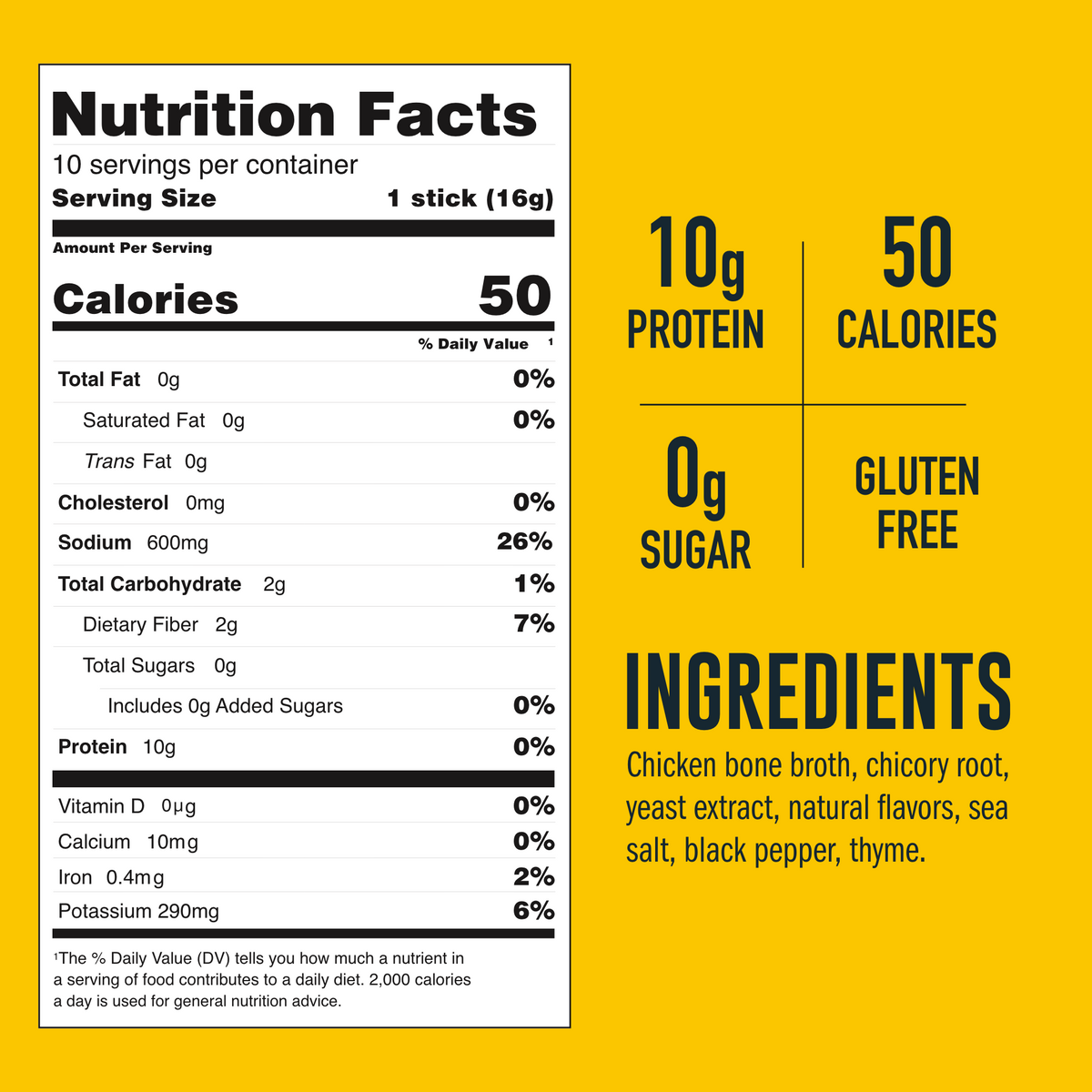 Savory Chicken Bone Broth nutrition facts