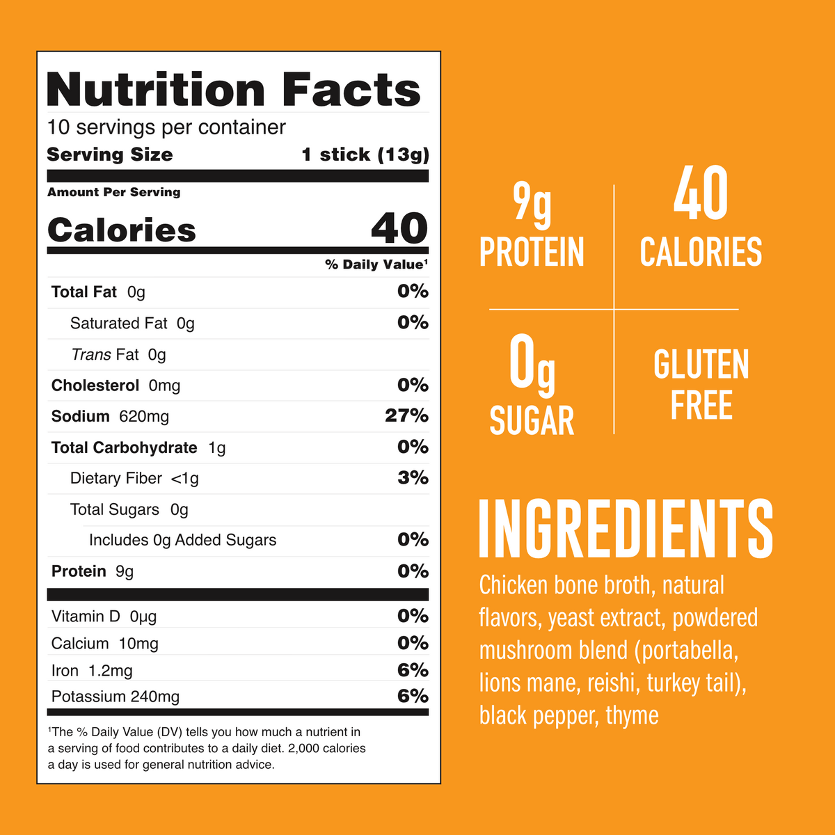 Mushroom Chicken Bone Broth nutrition facts