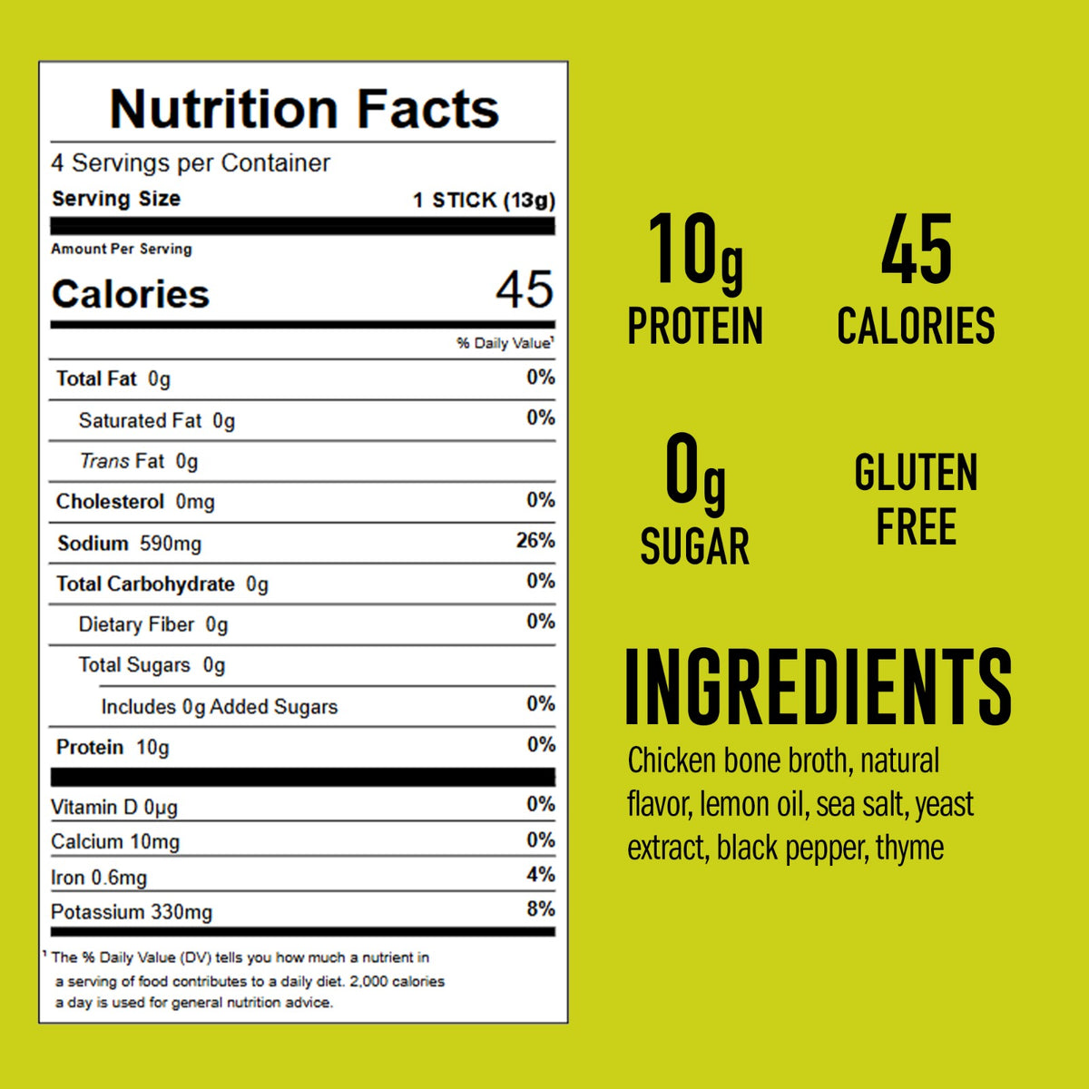 Lemon Pepper Chicken Bone Broth nutrition facts