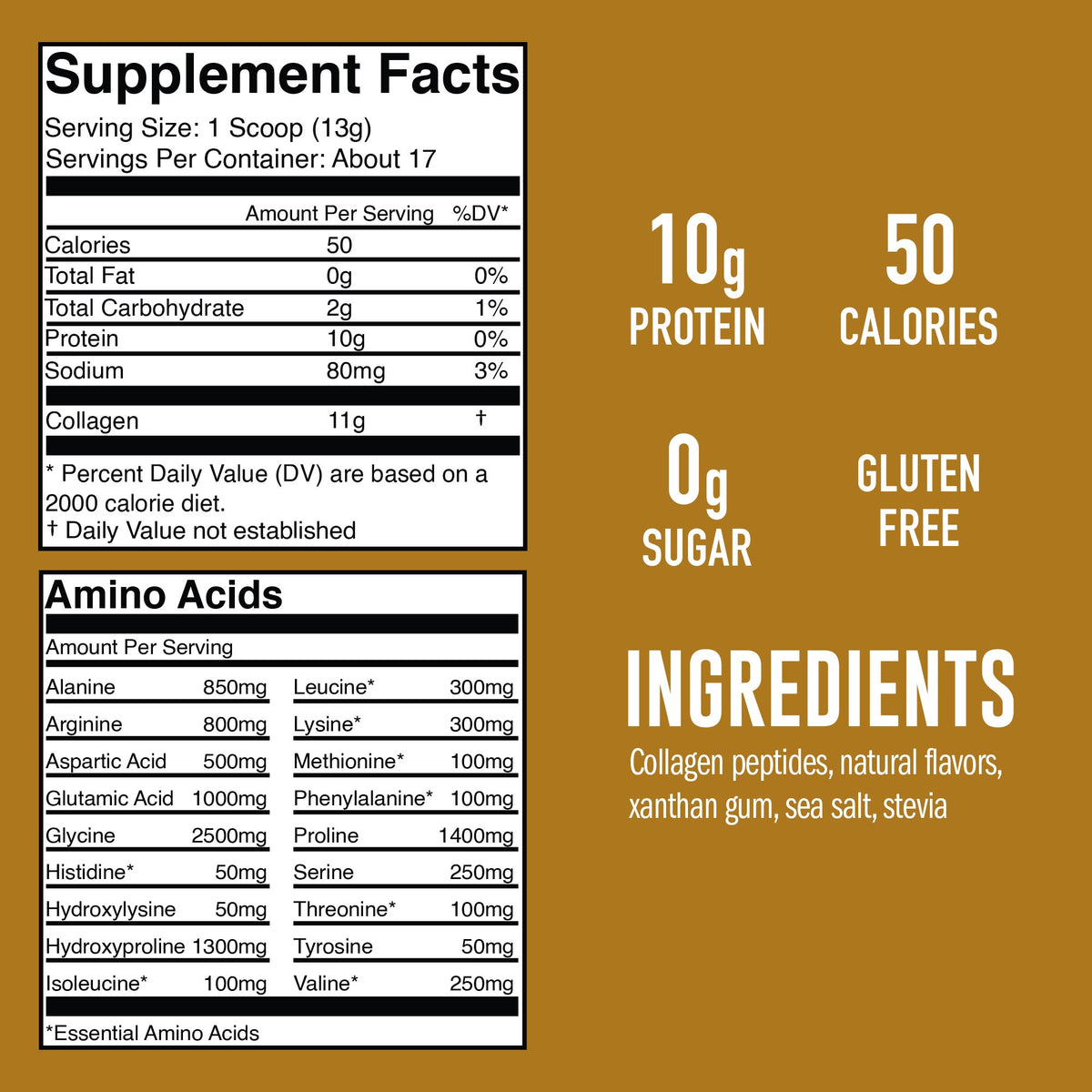 Vanilla Collagen Peptides nutrition facts