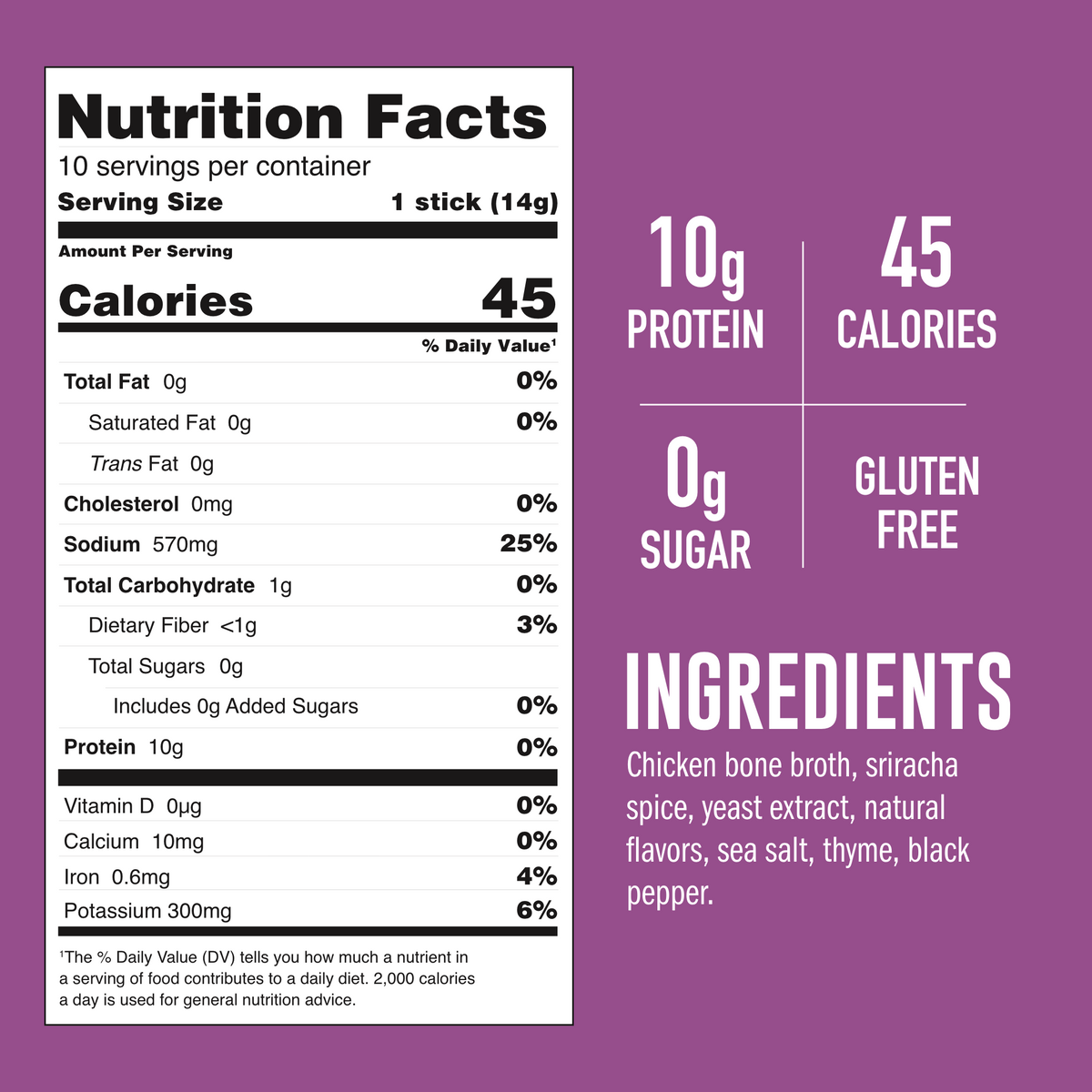 Sriracha Chicken Bone Broth nutrition facts
